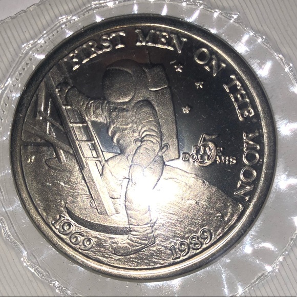 FIRST MEN ON THE MOON $5 COMMEMORATIVE COIN SILVER - Picture 8 of 11